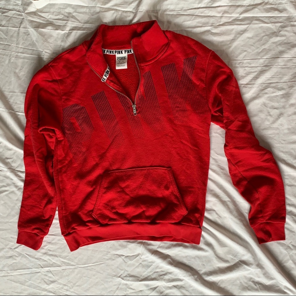 VS PINK RED QUARTER ZIP